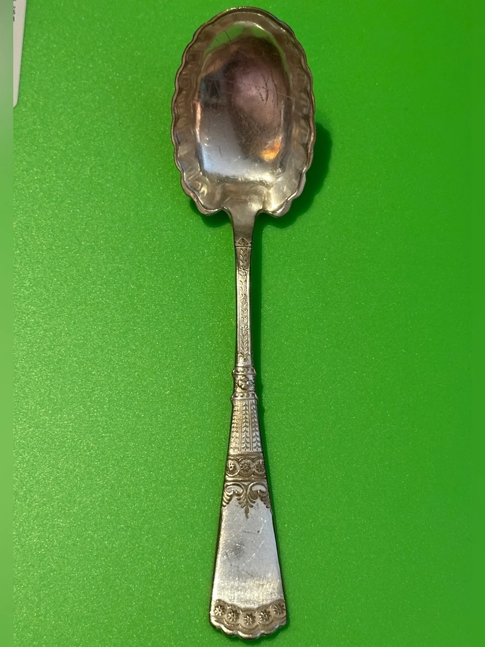 WM Rogers Antique Ornate Silver Plated Berry Spoon